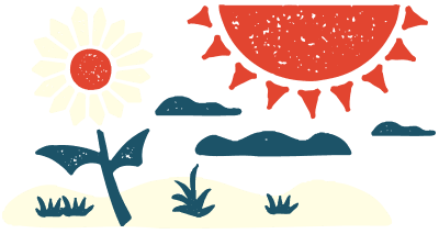 Graphic of sunflower and half sun
